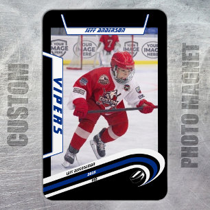 Magnet Flexible Gardien de hockey sur glace Cadeau sur fond bleu n