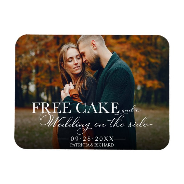 Magnet Flexible Gâteau Gratuit Mariage Drôle Enregistrer La Date P (Horizontal)