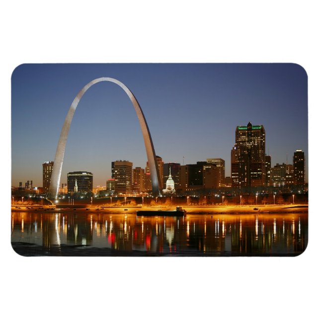 Magnet Flexible Gateway Arch St Louis Mississippi à la nuit (Horizontal)