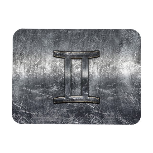 Magnet Flexible Gemini Sign en Distressed Siver Steel (Horizontal)