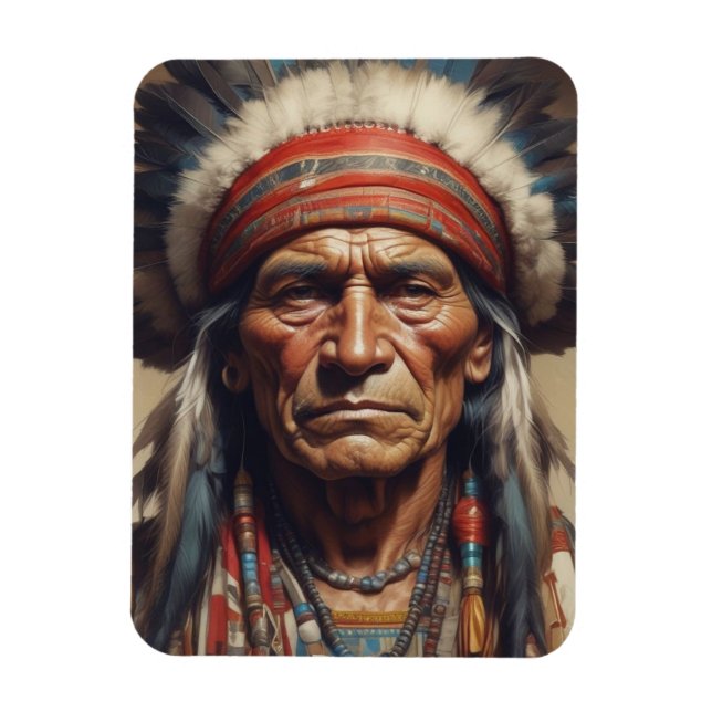 Magnet Flexible Geronimo Portrait du chef guerrier indien (Vertical)