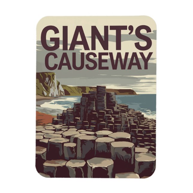Magnet Flexible Giant's Causeway Irlande Illustration Travel Art (Vertical)