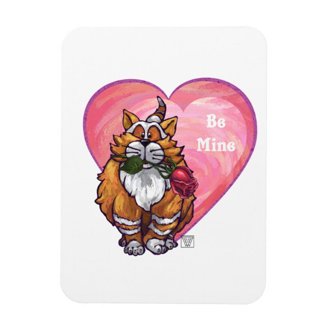 Magnet Flexible Ginger Cat Saint-Valentin (Vertical)