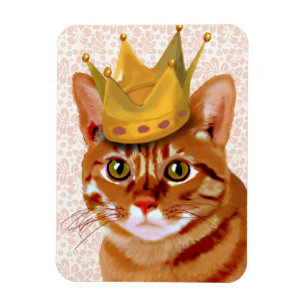 Magnet Flexible Ginger Cat with Crown Portrait