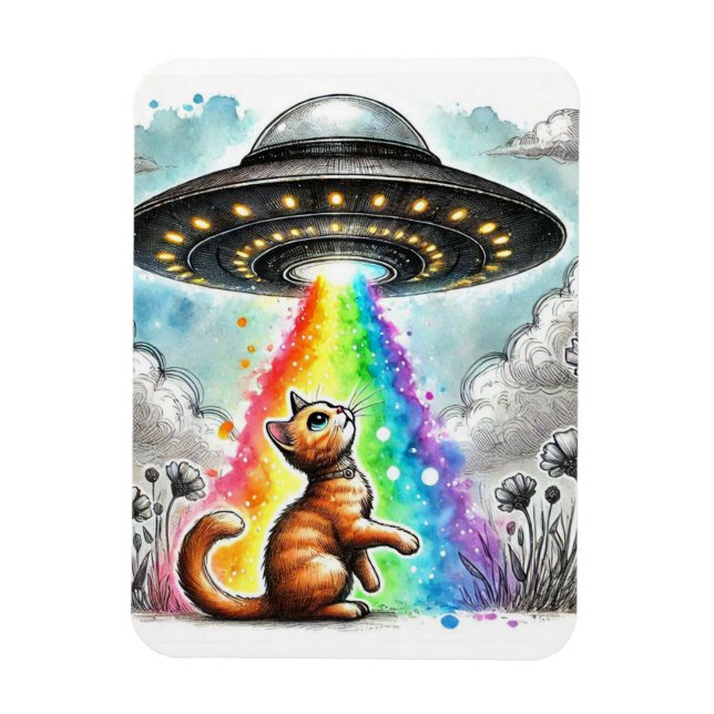 Magnet Flexible Ginger Kitty et l'OVNI (Vertical)