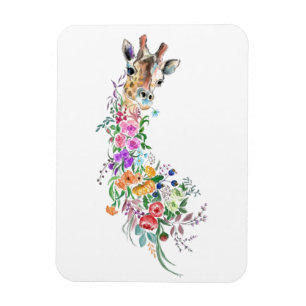Magnet Flexible Girafe de bouquet coloré - Dessin moderne 