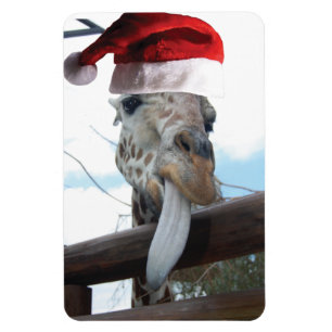 Magnet Flexible Girafe portant un Casquette du Père Noël