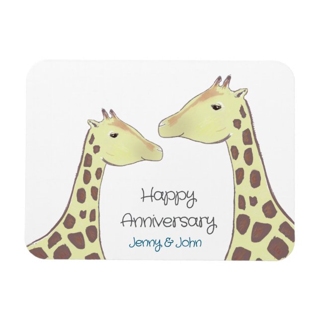 Magnet Flexible Giraffe Couple Mariage Anniversaire (Horizontal)