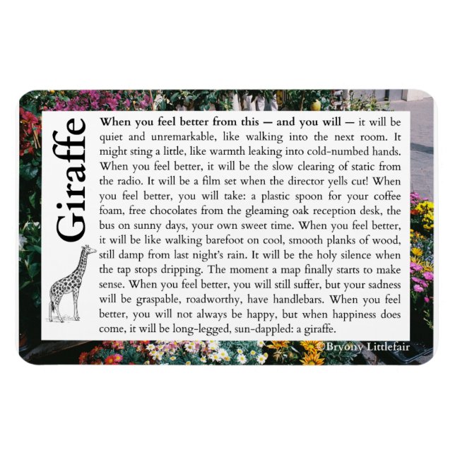 Magnet Flexible Giraffe - Un poème sur la guérison (Horizontal)
