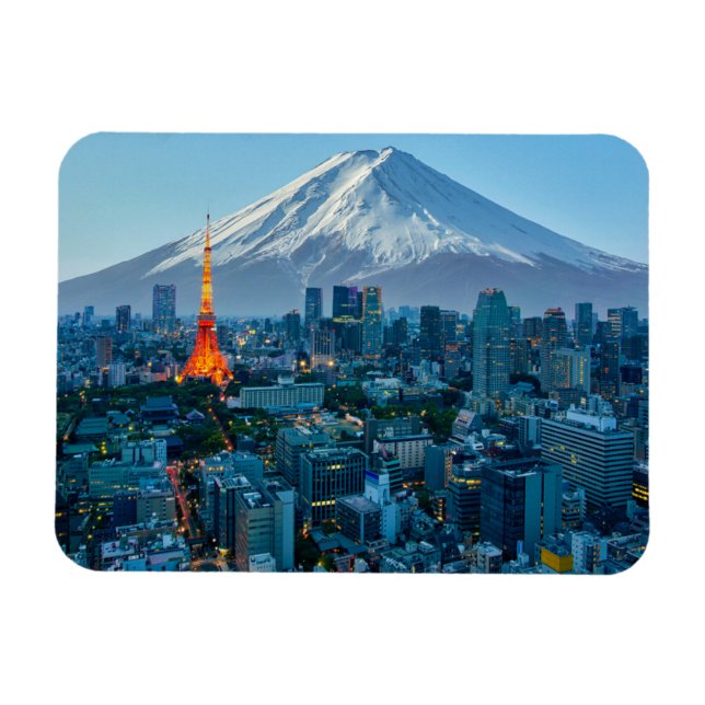 Magnet Flexible Glace et neige | Mt. Fuji et Tokyo Skyline (Horizontal)