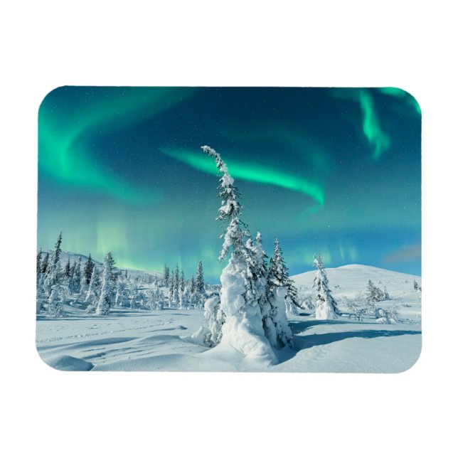 Magnet Flexible Glace et neige | Northern Lights, Laponie, Finland (Horizontal)