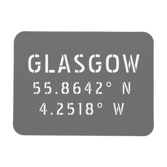 Magnet Flexible Glasgow Écosse Latitude & Longitude (Horizontal)