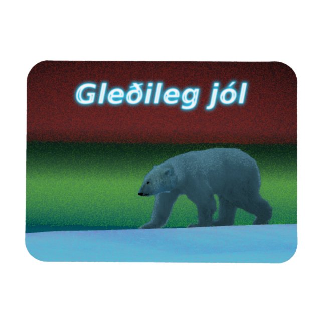 Magnet Flexible Gleðileg Jól - Ours polaire (Horizontal)