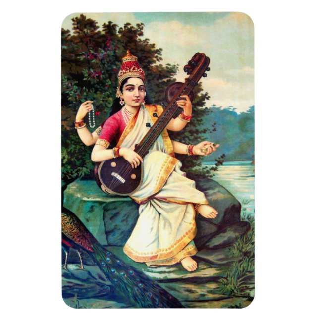 Magnet Flexible Goddess Saraswati By Raja Ravi Varma (Vertical)
