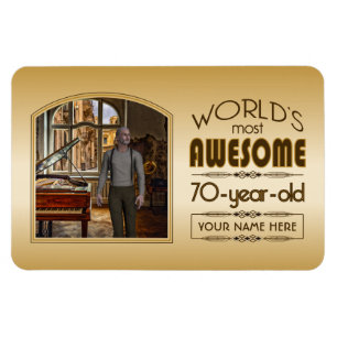 Magnet Flexible Gold 70th Birthday World's Best Custom Photo Frame