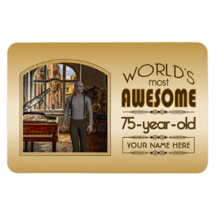 Magnet Flexible Gold 75th Birthday World's Best Custom Photo Frame