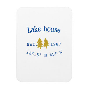 Magnet Flexible Gold arbre bleu maison lac ajouter la date de coor