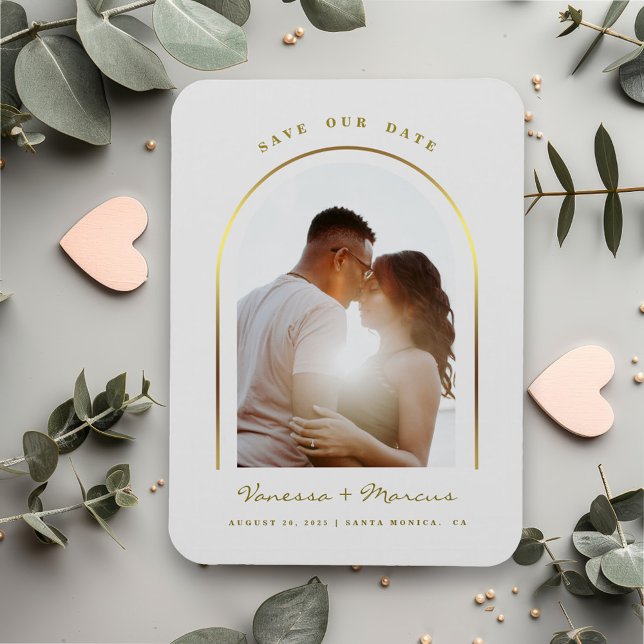 Magnet Flexible Gold Arched Frame Wedding Photo Save the Date (Créateur téléchargé)