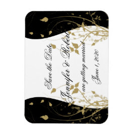 Magnet Flexible Gold Floral courbe mariage Enregistrer la date