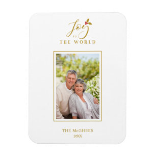 Magnet Flexible Gold Holly Minimalist - Famille de photos de Noël 