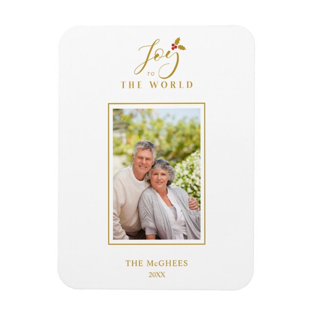 Magnet Flexible Gold Holly Minimalist - Famille de photos de Noël  (Vertical)