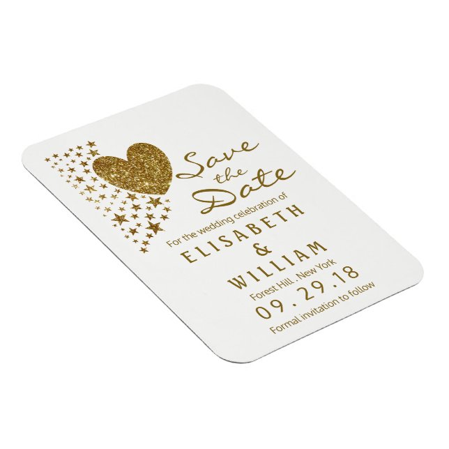 Magnet Flexible Gold Parties scintillant Coeur et étoiles Mariage  (Côté Droit)