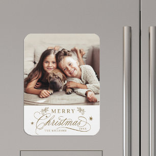 Magnet Flexible Gold Romantique Calligraphie Joyeux Noël Photo