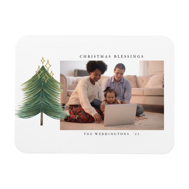 Magnet Flexible Gold Stars Moderne Noël Arbre vacances (Horizontal)
