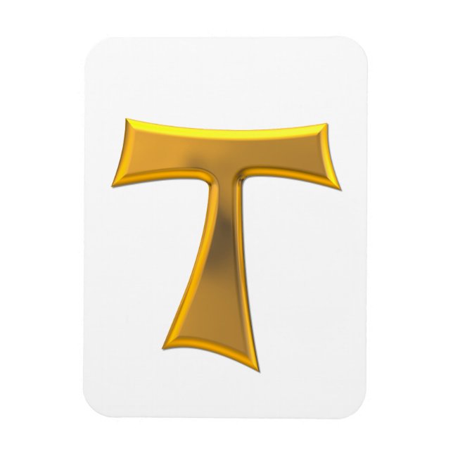 Magnet Flexible Golden 3-D Look Franciscan Tau Cross (Vertical)