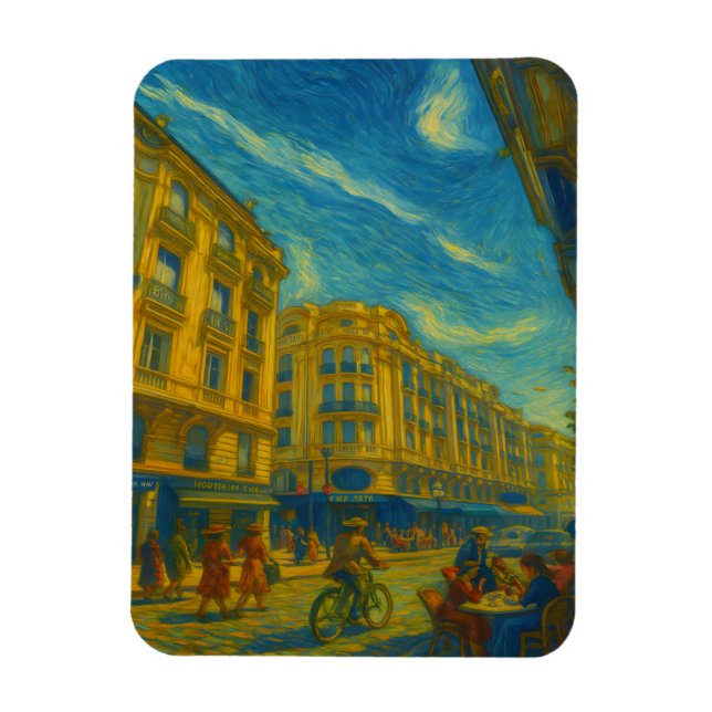 Magnet Flexible Golden Mediterranean City Vibes – Vibrant Urban Ar (Vertical)