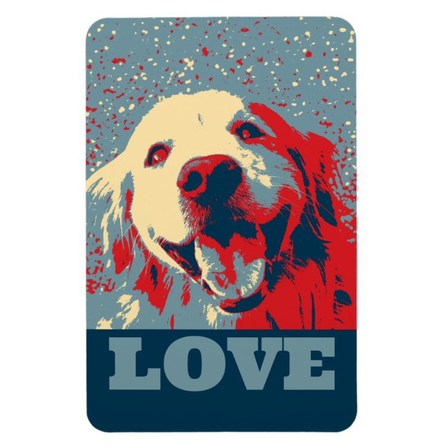 Magnet Flexible Golden Retriever Styliszed Love (Vertical)