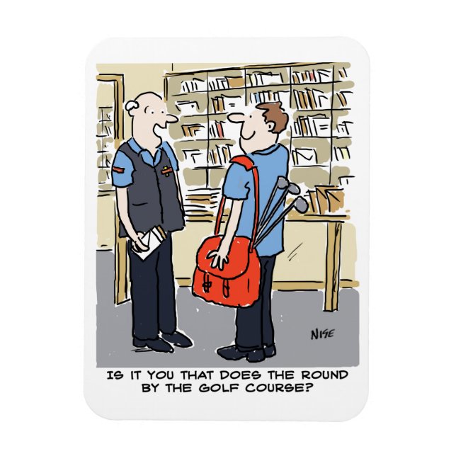 Magnet Flexible Golfer Postman aime le dessin sur le golf (Vertical)