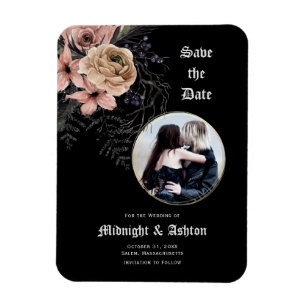 Magnet Flexible Gothique Moody Floral Photo Enregistrer la date