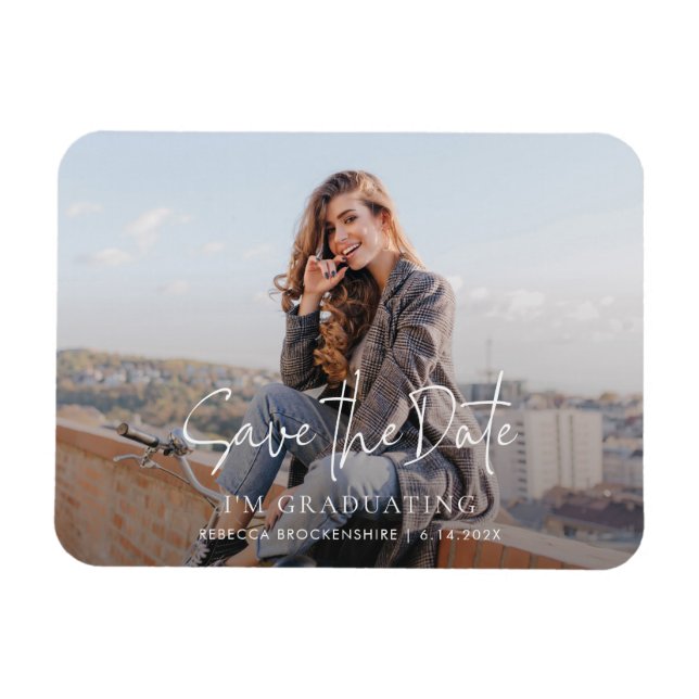 Magnet Flexible Graduation 2025 Grad Photo Enregistrer la date (Horizontal)