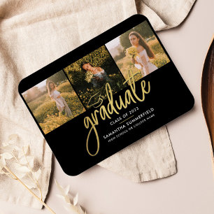 Magnet Flexible Graduation Photo Collage Script Grad Faire-part
