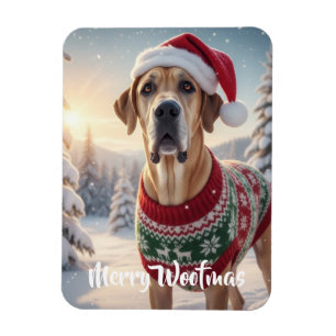 Magnet Flexible Grand Danois Merry Woofmas Vacances d'Hiver
