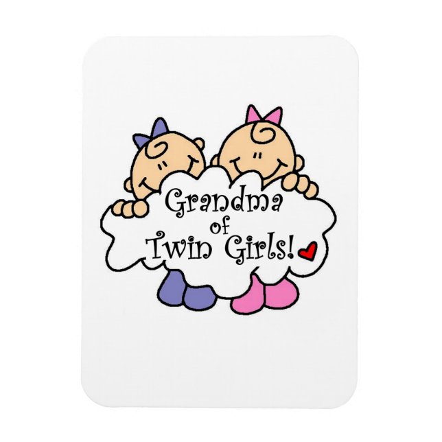 Magnet Flexible Grand-mère de jumeaux cadeaux de filles (Vertical)