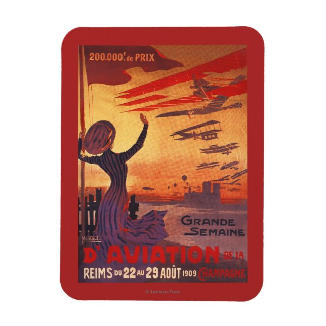 Magnet Flexible Grande semaine de l'aviation - Femme agitant l'aff (Vertical)