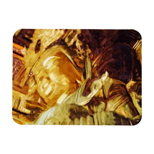 Magnet Flexible Grande Statue d'or Kyoto Japon Abstrait (Horizontal)
