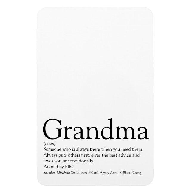 Magnet Flexible Grandma grand-mère Cool noire et blanche (Vertical)