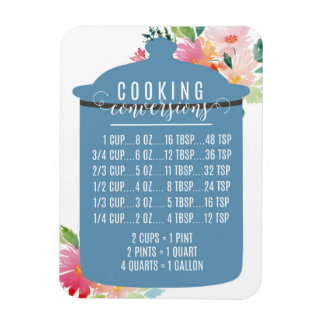 Magnet Flexible Graphique de conversion de Cuisine| Blue Jar