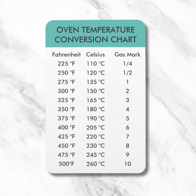 Magnet Flexible graphique de conversion de température du four (oven temperature conversion chart magnet)