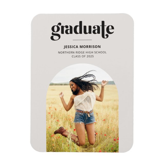 Magnet Flexible Gras Gradué Neutre Gris photo Grad Faire-part (Vertical)