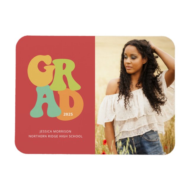 Magnet Flexible Gras Retro Grad 1970 Typographie Grad Faire-part (Horizontal)