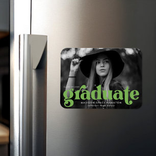 Magnet Flexible Gras Typographie Lime Green Photo Graduation