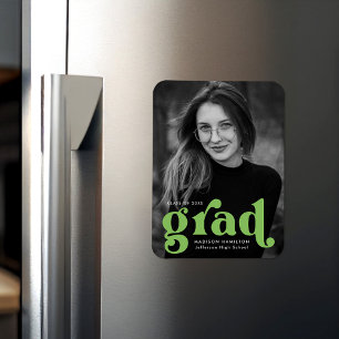 Magnet Flexible Gras Typographie Lime Green Photo Graduation