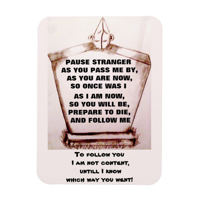 MAGNET FLEXIBLE GRAVESTONE, PAUSE STRANGER POEM (Vertical)