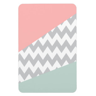Magnet Flexible Gray Chevron Mint et Coral