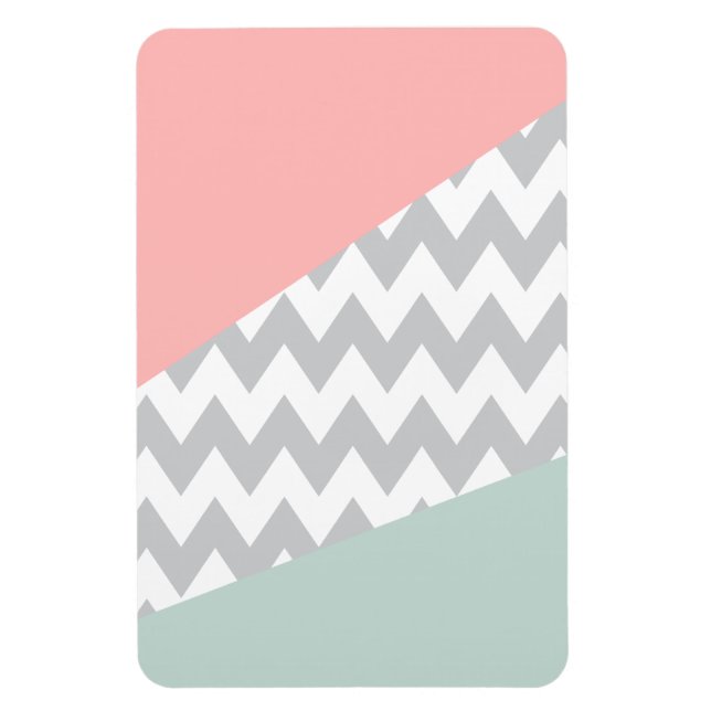 Magnet Flexible Gray Chevron Mint et Coral (Vertical)