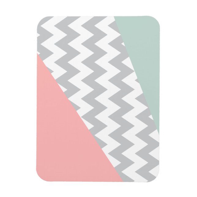 Magnet Flexible Gray Chevron Mint et Coral (Vertical)